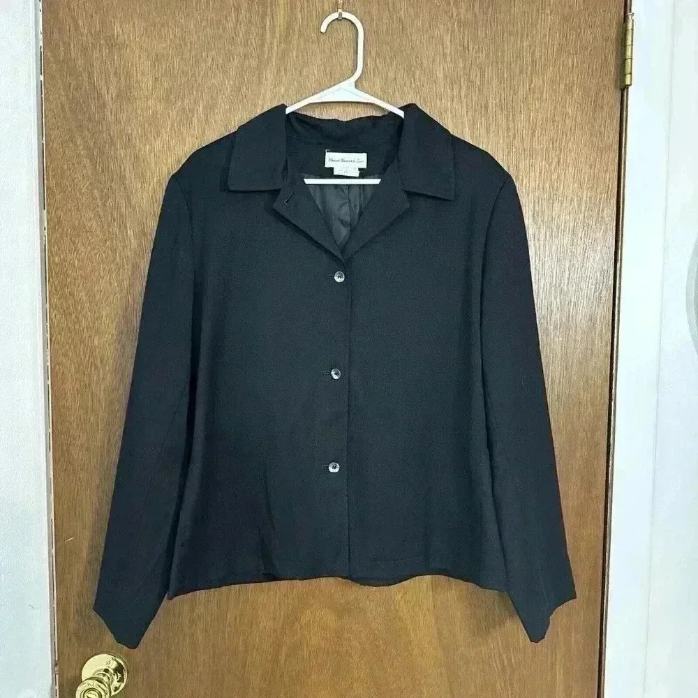 Harve Bernard Sport Vintage Women’s Black Wool Blazer‎ Size 14P Career Wool